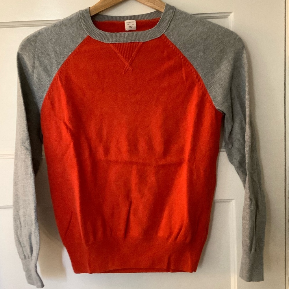 JCrew CrewCuts Boys 10 Red Grey Fine Knit Sweater